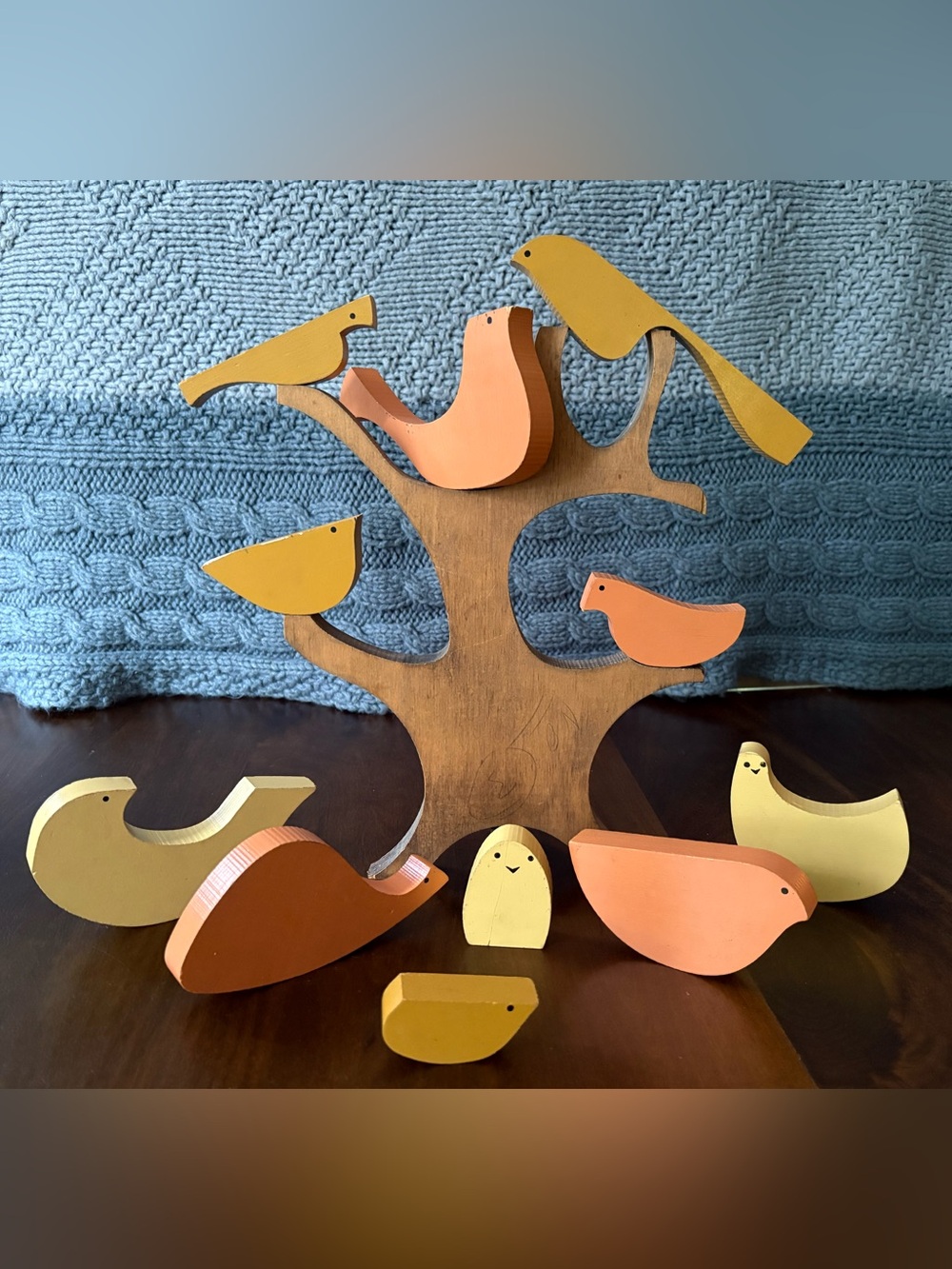 Vintage COMPLETE Creative Playthings Painted Wooden Bird Tree Puzzle Wood Pieces